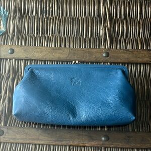 Blue Leather Clutch